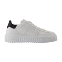 H条纹新运动鞋Hogan Leather White