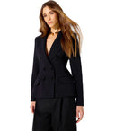 Elisabetta Franchi Black Double Breasted Blazer