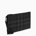 Burberry Charcoal Grey Zipped Pouch Check
