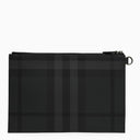 Burberry Charcoal Grey Zipped Pouch Check
