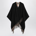 Burberry Black Wool Cape With Check Pattern