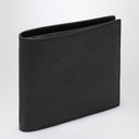 Burberry Black Leather Bi Fold Wallet With Embossed Check