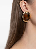 Self Portrait Hammered Gold Tiger Eye Earrings