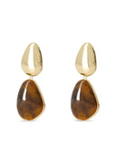 Self Portrait Gold Tiger Eye Tiered Earrings