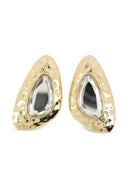 Self Portrait Hammered Gold Crystal Earrings