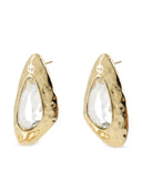 Self Portrait Hammered Gold Crystal Earrings