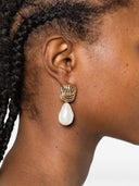 Self Portrait Gold Knot Pearl Earrings