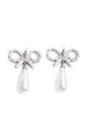 Self Portrait Crystal Bow Pearl Earrings