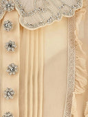 Self Portrait Tan Pleated Georgette Mini Dress