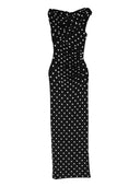 Self Portrait Polka Dot Draped Knit Midi Dress