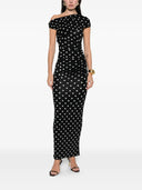 Self Portrait Polka Dot Draped Knit Midi Dress