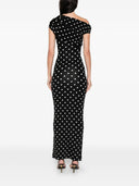 Self Portrait Polka Dot Draped Knit Midi Dress