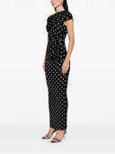 Self Portrait Polka Dot Draped Knit Midi Dress
