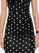 Self Portrait Polka Dot Draped Knit Midi Dress