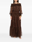 Self Portrait Brown Georgette Maxi Dress