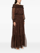 Self Portrait Brown Georgette Maxi Dress