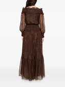 Self Portrait Brown Georgette Maxi Dress