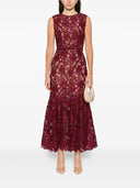 Self Portrait Burgundy Guipure Lace Midi Dress