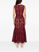 Self Portrait Burgundy Guipure Lace Midi Dress