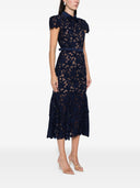 Self Portrait Navy Guipure Lace Midi Dress