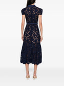 Self Portrait Navy Guipure Lace Midi Dress