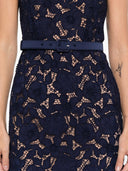 Self Portrait Navy Guipure Lace Midi Dress