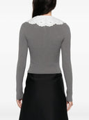 Self Portrait Grey Lace Collar Knit Top