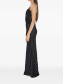 Self Portrait Polka Dot Satin Lace Maxi Dress