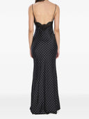 Self Portrait Polka Dot Satin Lace Maxi Dress