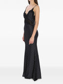 Self Portrait Polka Dot Satin Lace Maxi Dress
