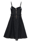 Self Portrait Indigo Denim Flared Midi Dress