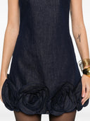 Self Portrait Indigo Denim 3 D Flower Mini Dress