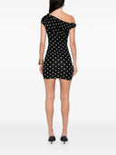 Self Portrait Polka Dot Draped Knit Mini Dress