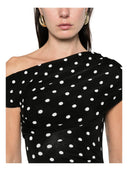 Self Portrait Polka Dot Draped Knit Mini Dress