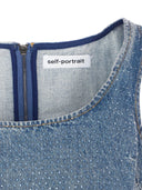 Self Portrait Rhinestone Denim Crop Top