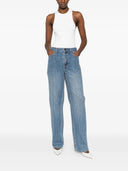 Self Portrait Rhinestone Denim Straight Leg Jeans