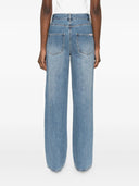 Self Portrait Rhinestone Denim Straight Leg Jeans