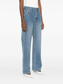 Self Portrait Rhinestone Denim Straight Leg Jeans