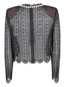 Self Portrait Black Organza Lace Top