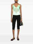 Self Portrait Green Satin Lace Top