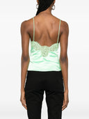 Self Portrait Green Satin Lace Top