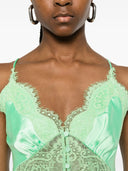 Self Portrait Green Satin Lace Top
