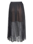 Self Portrait Black Organza Lace Midi Skirt