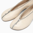 Burberry Sadler ballerina con zip leggera in pelle beige