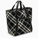 Burberry Black/Calico Cotton Blend Tote Bag With Check Pattern