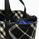 Burberry Black/Calico Cotton Blend Tote Bag With Check Pattern