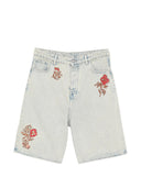Drole De Monsieur Short Jean Dusty Brodé Fleurs