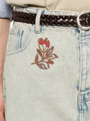 Drole De Monsieur Short Jean Dusty Brodé Fleurs
