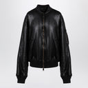 Balenciaga Black Leather Bomber Jacket