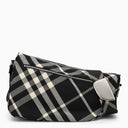 Burberry Shield Large Messenger Bag Black/Calico Cotton Blend With Check Pattern